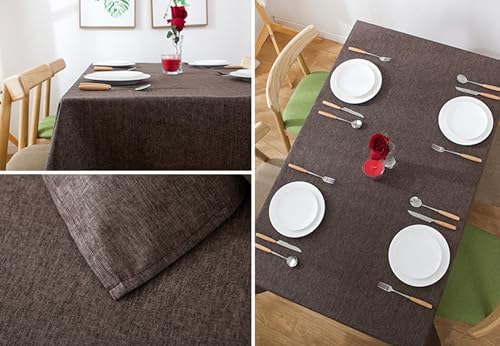 Linen Solid Color Square Tablecloth for Kitchen Dining Table, Beige