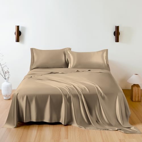 THXSILK 100% Mulberry Silk Sheet Set, 7A+ Silk Sheet Set Soft