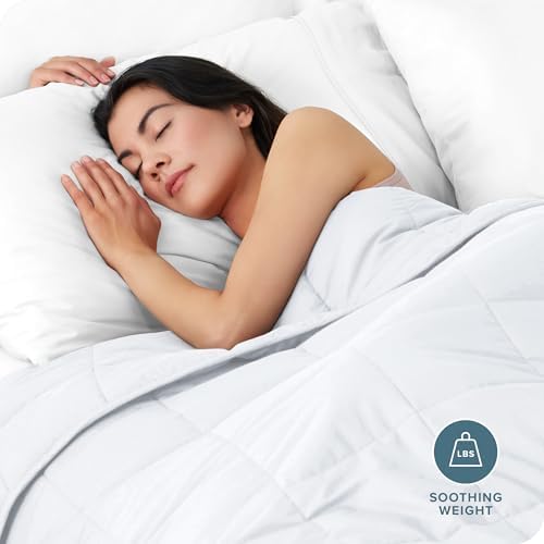 Bare Home Cotton Weighted Blanket (White, 48"x72" 15lbs)