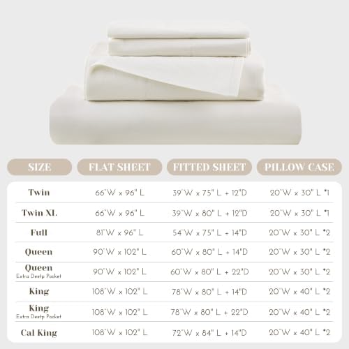 Comfort Spaces 100% Cotton Percale Sheets Twin Sheet Set 3 Pcs, Ivory