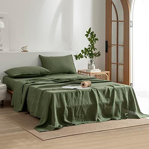 EVERLY Linen Twin Sheets Set, 100% Stonewashed French Linen Bed Sheets
