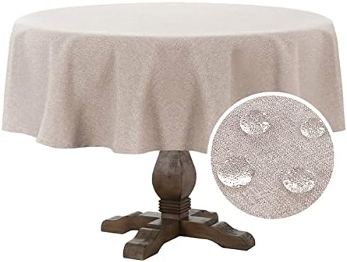 FantasDecor Linen Textured Table Cloths Round Tablecloth Waterproof