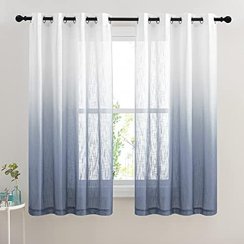 NICETOWN Semi Sheer Ombre Curtains 63 inch Length, Grommet Privacy