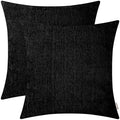 BRAWARM Chenille Throw Pillow Covers 18x18 Inches, Black, Pack of 2