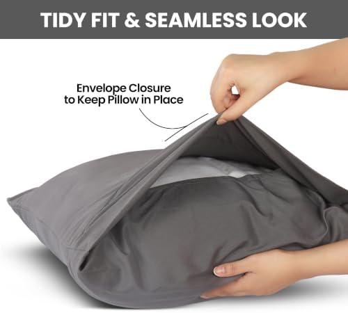 Pillow Covers Queen Size Set of 6, Soft and Comfy Pillow Cases, Grey