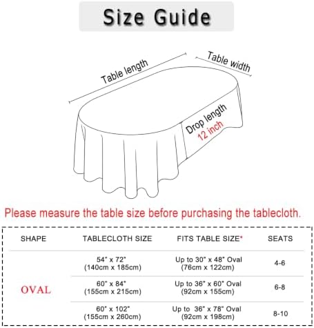 White Tablecloth Oval 60x102 inch Dining Table Cloth for 8-10 Seats