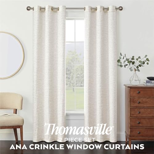 Thomasville Ava Crinkle Textured Window Curtain Panel Set 2 Panels