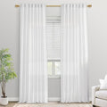 Semi Sheer Curtains 96 Inches Long, 8FT Linen Light Filtering Back Tab