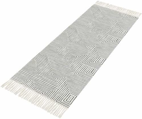 Grey Geometric Hallway Runner Rug 2'x5', Aesthetics Luxury Abstract