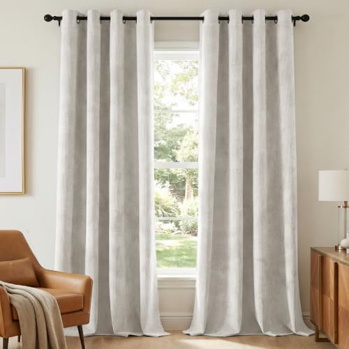 H.VERSAILTEX Velvet 100% Blackout Curtains 55x108 Ivory 2 Panels