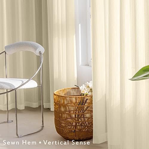 2 Panels Set Sheer Curtains 84 inch Length Beige 52" W x 84" L