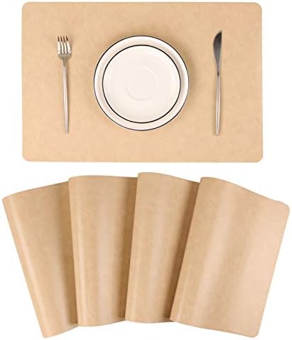 Faux Leather Placemats, Set of 6 PU Table Mats, Easy to Clean, Heat &