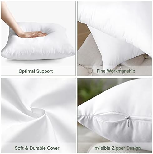 OTOSTAR Pack of 6 Throw Pillow Inserts, 20 x 20 Square Cushion Inner