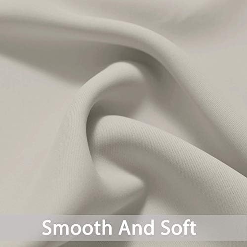 Yakamok 72 Inches Light Beige Rod Pocket Blackout Curtains for Bedroom