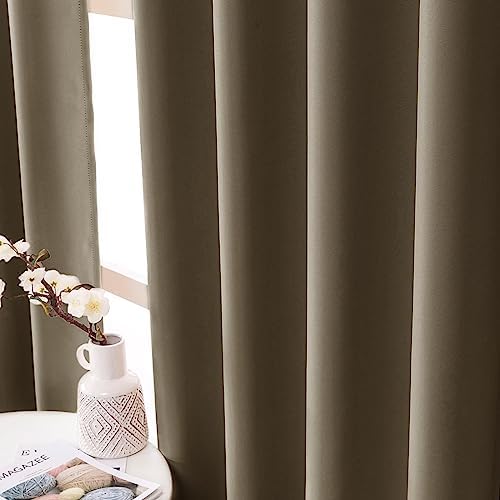 Beydodo 72 inch Curtains Blackout Brown, Darkening Curtains for Living