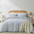OAITE Duvet Cover Set 100% Washed Cotton Solid 3pcs