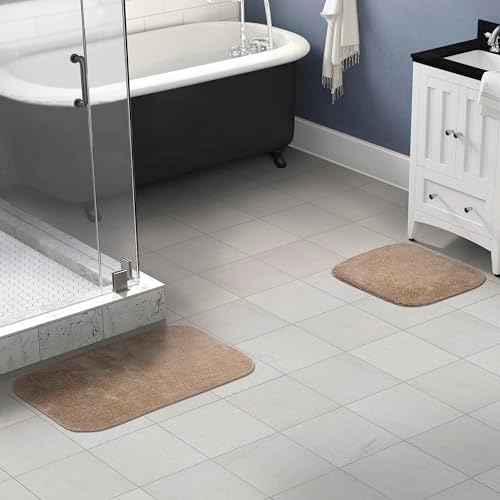 Garland Rug Traditional 2 Piece Nylon Washable Bathroom Rug Set Taupe