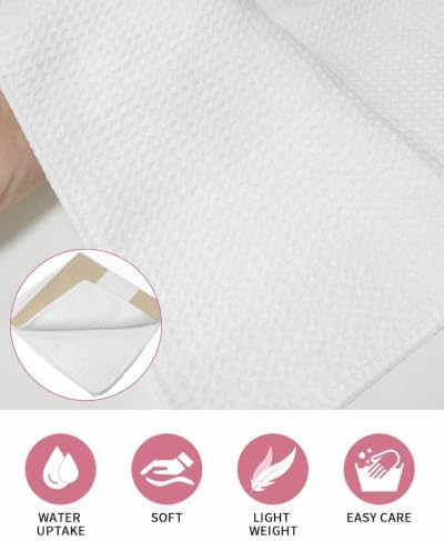 Beige White Striped Dish Towels Set, Waffle Weave Kitchen Towels
