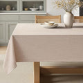 MIULEE Linen Textured Rectangle Tablecloth 52x70 Inch Natural Beige