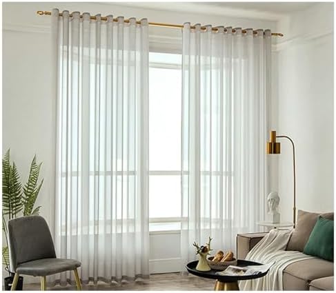 Sheer Bedroom Curtains 63 Inches Long 2 Panels, Privacy Curtains for