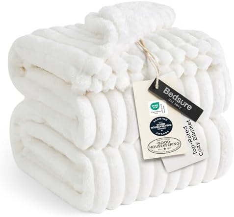 Bedsure Soft Cozy Cal King Size Blanket for Bed Off White 102"x96"