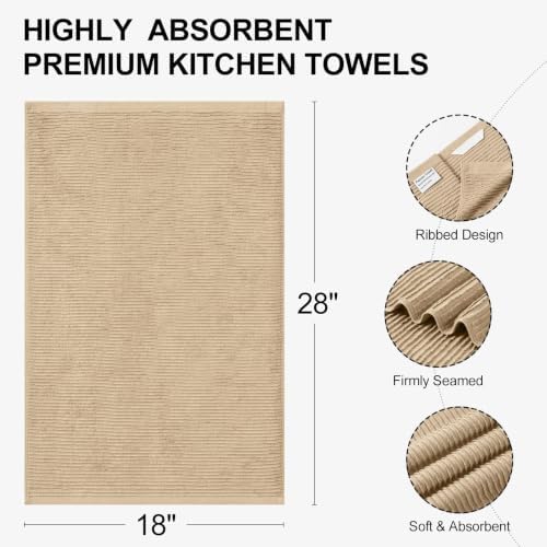 Homaxy Premium Cotton Ultra Absorbent Kitchen Towels 6 Pack, 18"x 28"