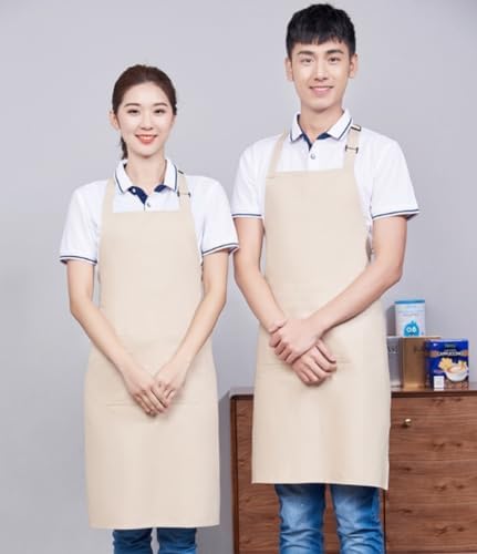 100% Cotton Adjustable Bib Apron with 2 Pockets Cooking Kitchen Aprons
