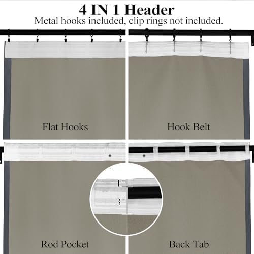 Frelement Full Blackout Curtains 120 Inches Long Drapes for Bedroom