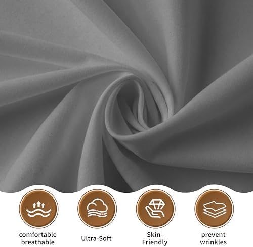 King Size Flat Sheet Only, Soft & Breathable Top Flat Sheet, Gray