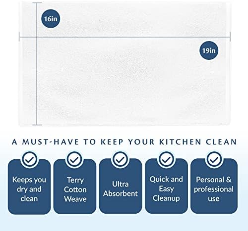 Cleaning Towels, 100% Cotton Bar Mops, White, 60 Pack