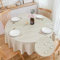 Round Imitation Linen Tablecloth 78 in Water-Resistant, Linen