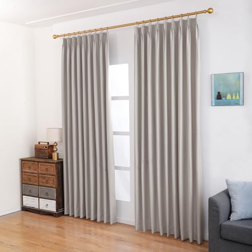 Rock Gray Full Blackout Pinch Pleated Curtains 50 x 84 Inches Long, 1