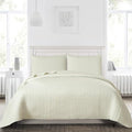 Petrichor Cream White Queen Size Quilt Bedding Sets with