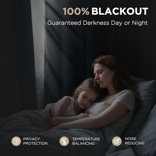 Joydeco 100% Blackout Curtains for Bedroom, Natural Linen Curtains