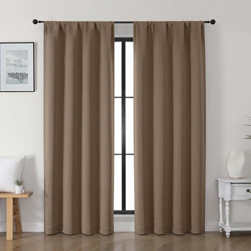 Gwine Brown Blackout Curtains 72 Inches Long 2 Panels for Living Room