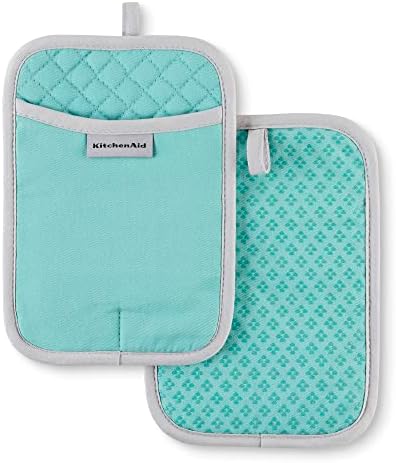 KitchenAid Asteroid Pot Holder 2-Pack Set, Aqua Sky, 7"x10"