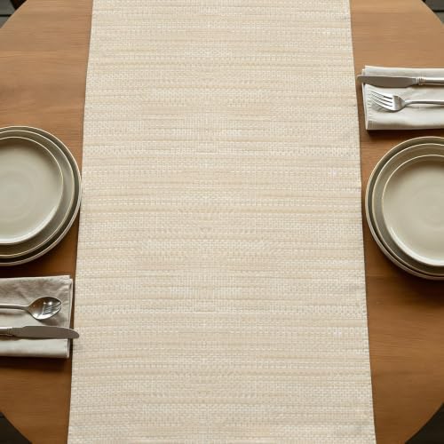 Creamy Ivory Table Runner 72 inches Long Country Vintage Minimalist