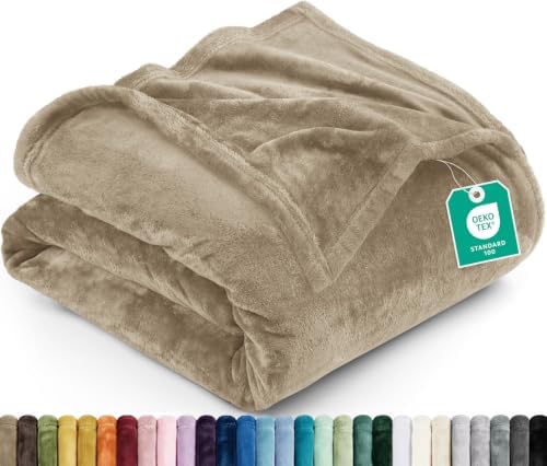 Utopia Bedding Ultra Soft Fleece Bed Blanket King Size Camel