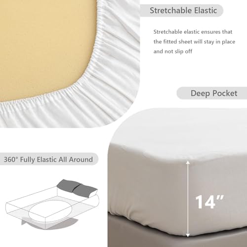 Simple&Opulence 100% Linen Fitted Sheet Cal King, 14 Inch Deep Pocket