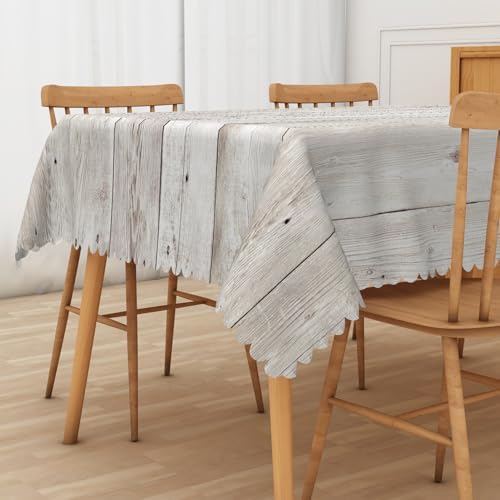 Vintage Grey Wood Rectangle Tablecloth, 60x120 Inch Natural Wooden