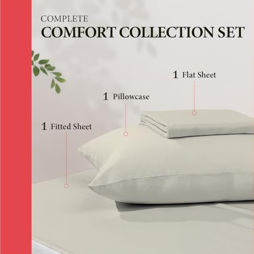 100% Egyptian Cotton Twin Bed Sheets Set - Luxury 600 Series Refined
