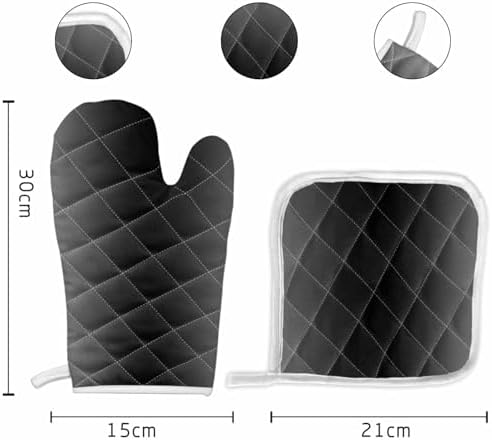 Quilted Cotton Terry Cloth Oven Mitt, Pot Holder Grey Black Gradient