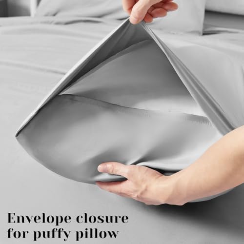 BYSURE Hotel Luxury Bed Sheets Set 6 Piece(King, Light Gray) - Super