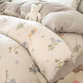 Queen Size Duvet Cover Set, Floral Knitted Cotton Bedding Comforter