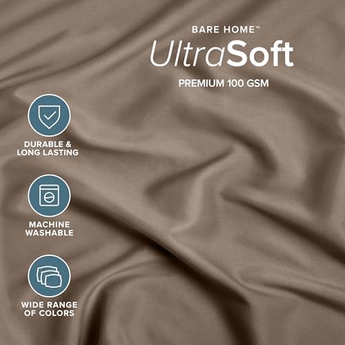 Bare Home Twin XL Fitted Sheet - 1800 Ultra-Soft (Twin XL, Taupe)