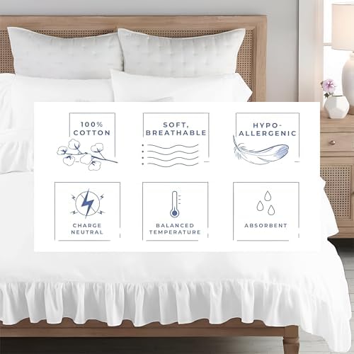 Kotton Culture 3 Pc White Ruffle Trim Duvet Cover Set King Size-100%