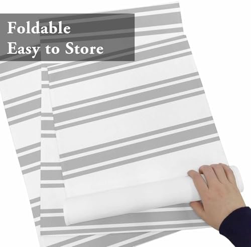 Placemats Set of 8, Modern Gray and White Stripes Table Mats Washable