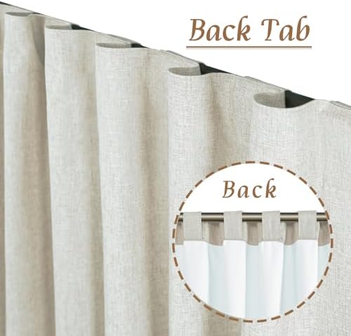 LAMIT Stone 100% Blackout Linen Curtains for Living Room 84 Inch 2