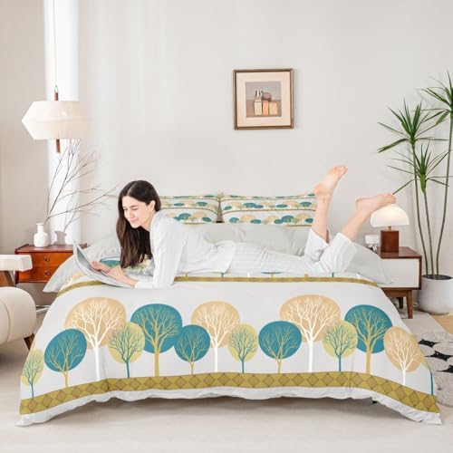 Erosebridal Boho Trees Duvet Cover Set Abstract Grey King Bedding Set