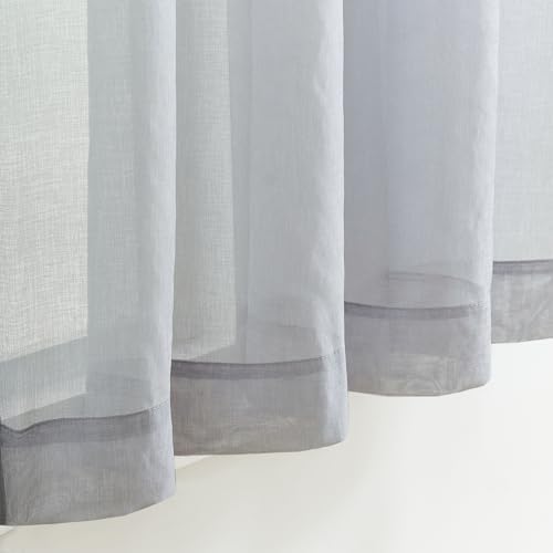 MYSTIC-HOME Sheer Curtains 63 Inch Length, Rod Pocket Voile Drapes for